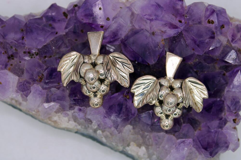 Taxco TS-109 Sterling Silver Grape Cluster Earrings